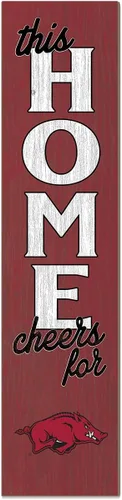 Vista 64 de KH Sports Fan Letrero de Alabama Crimson Tide This Home Cheers for Porch Leaner, 11 x 46 pulgadas, carmesí de marea carmesí; muestra tu espíritu
