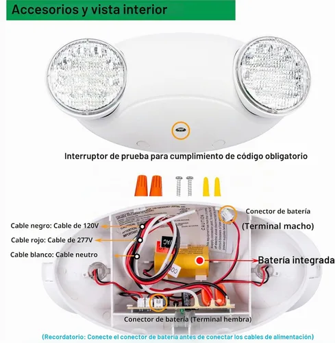 Vista 4 de LIT-PaTH Accesorios de iluminación LED de emergencia con 2 cabezales LED de ojo de insectos y baterías de respaldo, luz de salida estándar de EE.