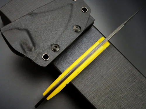 Vista 6 de C1118 Cuchillo de hoja fija, hoja D2 G10 mango EDC cuchillo de herramienta para acampar al aire libre, senderismo, pesca con funda kydex (amarillo)