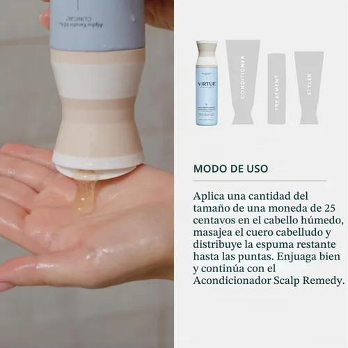 Vista 4 de VIRTUE Champú remedio para el cuero cabelludo, equilibrio de microbiomas