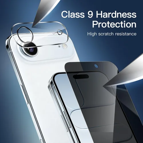 Vista 6 de NEW'C 3x Privacy Screen Protector for iPhone Air (6.5 inches)+ 3x Camera Lens Protector, Sensor Protection, Case Friendly Tempered Glass Film, Ultra