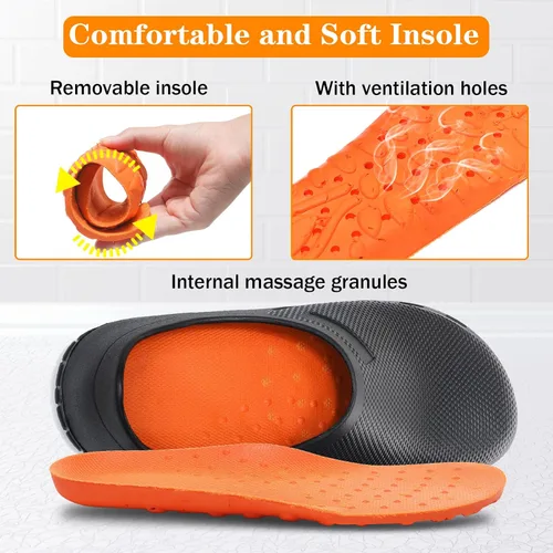 Vista 4 de Zapatos de chef para hombre, antideslizantes, a prueba de agua, zapatos de trabajo para hombre, cómodos zapatos de enfermería para jardinero