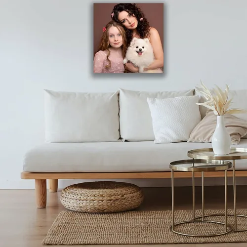 Vista 2 de Impresiones de lienzo personalizadas con tus fotos, arte de pared enmarcado personalizado, cuadros de lienzo personalizados para mascotas/familia