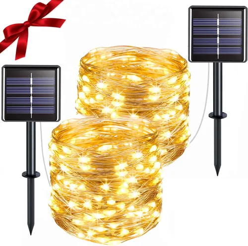 Vista 8 de suddus Cadena de luces solares de hiedra, 33 pies, 100 enredaderas LED con Ivy