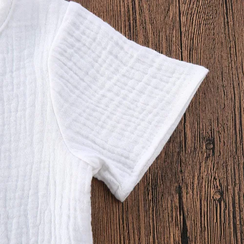 Vista 45 de fhutpw Conjunto de 2 piezas de ropa de verano para bebés, camiseta de manga corta, cintura elástica, pantalones cortos para niños pequeños