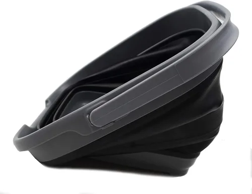 Vista 3 de SAMMART Cesta rectangular plegable de 10 litros (2.6 galones) (gris/negro (juego de 2))