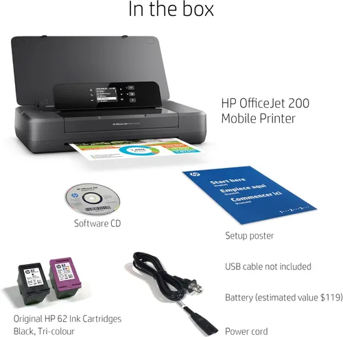 Vista 11 de Impresora móvil HP Officejet 200 con paquete de tinta XL, Negro