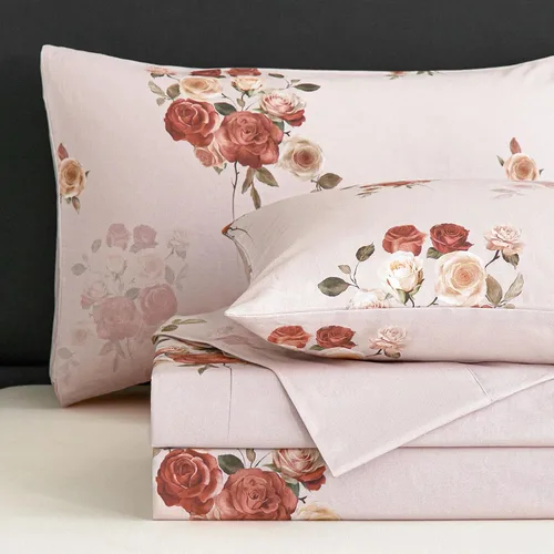 Vista 15 de Zusbest Juego de sábanas florales de 100 % algodón percal, color naranja y amarillo, juego de sábanas suaves y transpirables con diseño botánico