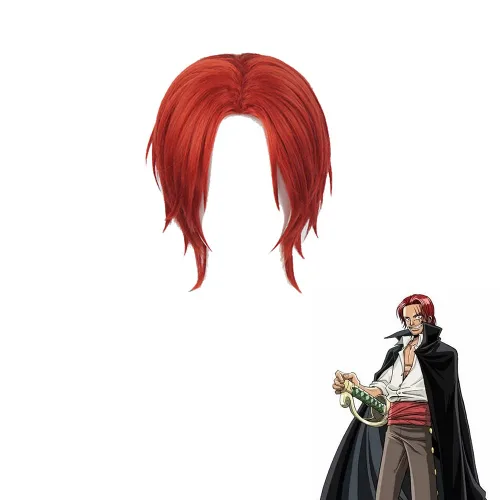 Vista 2 de Shanks - Peluca corta de anime roja para fiesta de Halloween