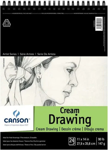 Vista 4 de Canson Artist Series Papel de Dibujo, Crema, Bloc Encuadernado con Espiral, 5.5 x 8.5 pulgadas, 60 hojas (90lb/147g) - Papel de artista para adultos