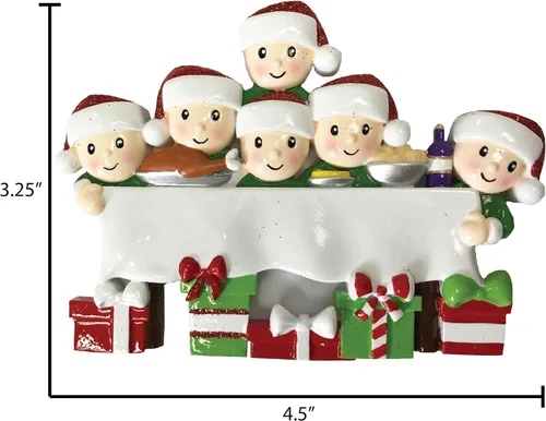 Vista 3 de Adorno de Navidad familiar personalizado – Adornos personalizados de familia de 6, adorno de Navidad personalizado para mesa de comedor familiar