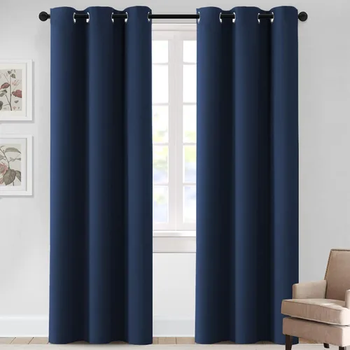 Vista 33 de MeilleMaison Cortinas opacas para dormitorio, con aislamiento térmico, oscurecimiento de habitación, cortinas insonorizadas para ventana, cortinas