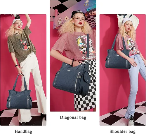Vista 3 de Bolso de hombro para mujer, con asa superior, espacioso, casual, para mujer, de poliuretano