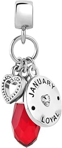 Vista 2 de Brillante dije de cumpleaños con piedra natal de enero a diciembre de 12 meses, compatible con pulseras y collares Pandora