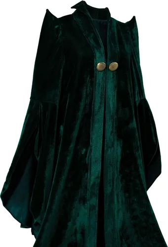 Vista 4 de COSMOVIE Disfraz de bruja de Halloween para mujer disfraz de mago hechicera de bruja capa de bata