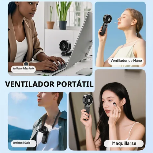 Vista 7 de Ventilador portátil de mano para viajes y playa, 5000mAh, como banco de energía