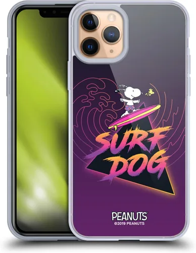 Vista 113 de Head Case Designs Funda de gel suave con licencia oficial de Peanuts Tropical Surf Snoopy Aloha Disco compatible con Apple iPhone 13 Mini Surf