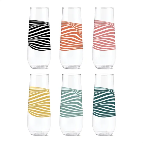 Vista 18 de TOSSWARE POP Vino Designer Series - Formas 2, juego de 6, calidad premium, reciclables, irrompibles y transparentes de plástico transparente