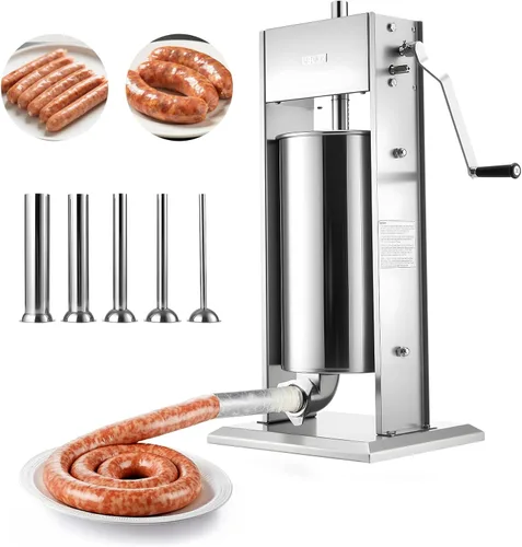 Vista 10 de VEVOR Relleno manual de salchichas, relleno vertical de carne de 11 libras / 5 L, máquina de rellenar de carne con carcasa de salchichas resistente