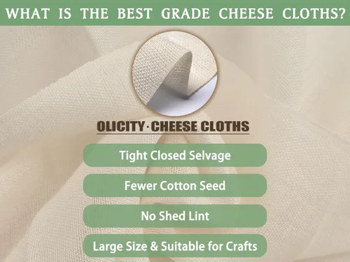 Vista 4 de Olicity - Paños de muselina para queso de grado 90, 27 pies cuadrados, paño de queso reutilizable con bordes cerrados de algodón sin blanquear