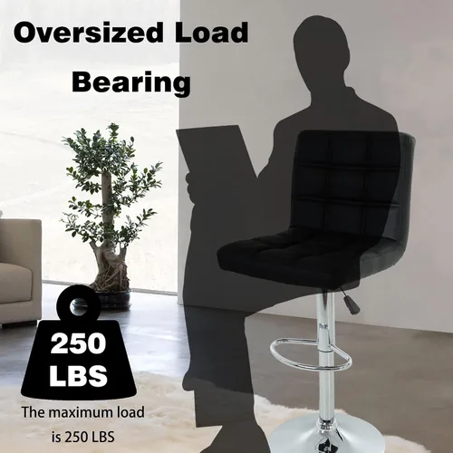 Vista 6 de BestOffice Taburete de bar moderno, juego de 2 taburetes de bar de altura ajustable de altura de mostrador, taburete giratorio de cuero PU, sillas