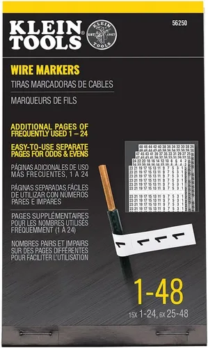 Vista 9 de Marcadores Klein Tools 56250, números del 1 al 48