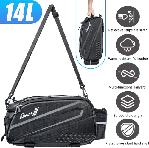 Vista 3 de Bolsa de transporte para maletero de bicicleta, impermeable, para viajes, expedición, bolsa de transporte para casco de carga con soporte