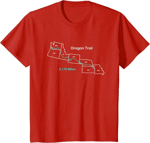 Vista 67 de Route Map of The Oregon National Historic Trail T-Shirt Asphalt Grey