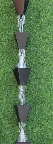 Vista 5 de KAM Home - Cadena de lluvia de copas cuadradas cónicas de bronce con kit de instalación (negro, 8.5)
