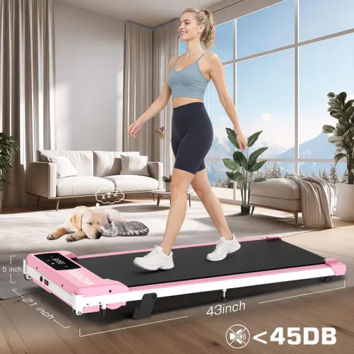 Vista 7 de ANCHEER Under Desk Walking Pad Treadmill for Home Office with Incline Rosa Pro