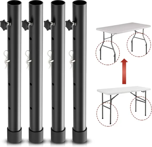 Vista 13 de Paquete de 8 elevadores de mesa plegables para mesas plegables, patas rectas/dobladas, extensiones de patas de mesa plegables duraderas, 2