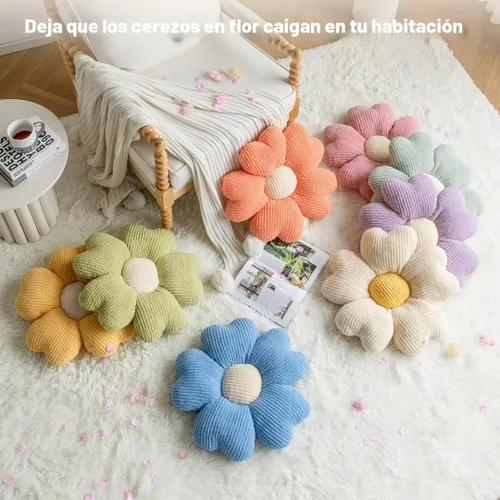 Vista 3 de Sioloc Almohada Decorativa de Flores, Lindo Cojín de Asiento de Suelo con Margaritas, Almohadas Decorativas Divertidas y Estéticas para Cama Sofá
