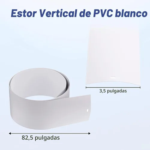 Vista 3 de Listón de PVC vertical de repuesto blanco curvado liso de 82.5" x 3.5" (Paquete de 5)
