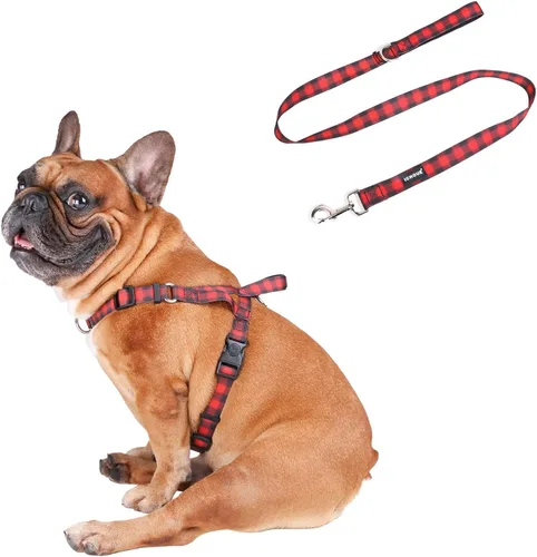Vista 8 de iChoue Arnés para bulldog francés, ajustable, acolchado, hebilla bloqueada con asa para perros carlino francés, Boston Terrier inglés, azul, talla S