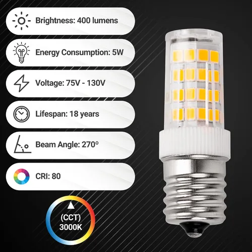 Vista 2 de BlueStars Bombillas LED E17 de 5 W 8206232A Bombillas de Microondas 3000K Blanco Cálido