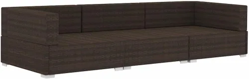 Vista 3 de 3 Piece Poly Rattan Patio Sofa Set with Cushions Brown