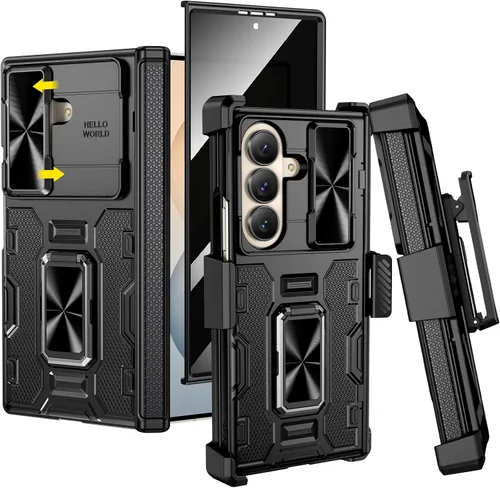 Vista 17 de VEGO - Funda para Galaxy Z Fold 4 con clip para cinturón y protector de pantalla 360°Ring Kickstand & Camera Cover, Hinge Protection Shockproof