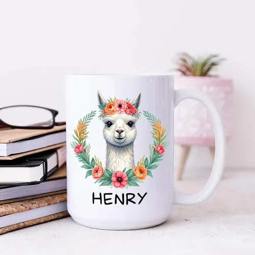Vista 5 de Taza de alpaca personalizada, taza de café de alpaca, regalos para los amantes de las alpacas, divertida taza de alpaca, taza de alpacas con nombre