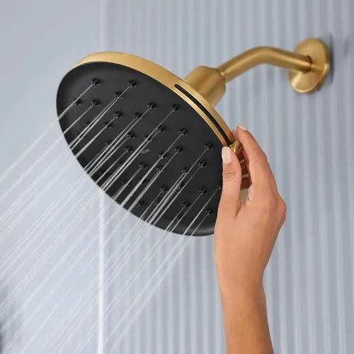 Vista 10 de Moen Verso Oro Cepillado Cabezal de Ducha Ajustable de 9 Pulgadas de Diámetro, 220R3BG