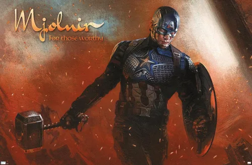 Vista 12 de Trends International Marvel: Year of The Shield - Póster de pared de Mjolnir, 22.4 pulgadas de largo x 14.7 pulgadas, versión enmarcada de madera