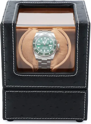Vista 2 de Bobinadora automática de reloj individual para Rolex y otros relojes de lujo, enrollador automático con motor silencioso, exterior de cuero