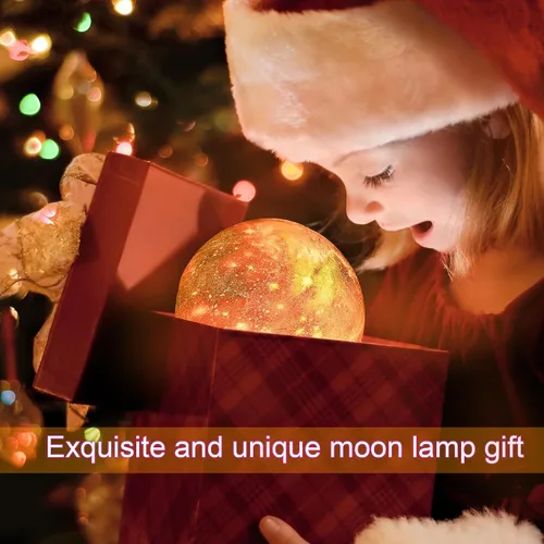 Vista 7 de Lámpara de luna de 4.3'' para niños, luz nocturna, lámpara de galaxia, 16 colores, luz LED con control táctil y remoto, lámpara de mesita de noche