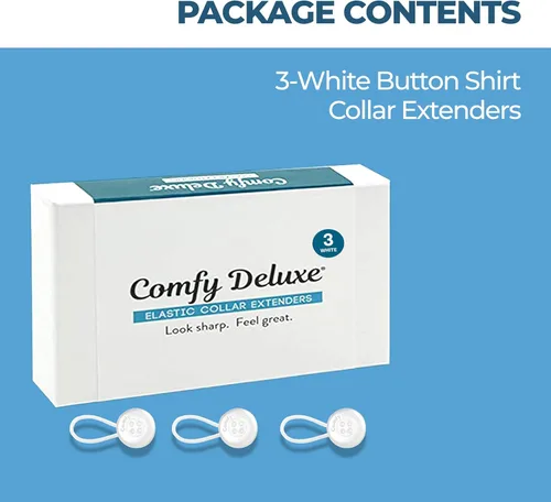 Vista 7 de Comfy Clothiers 3-Pack Collar Extenders for Men - Button Expanders for Shirts