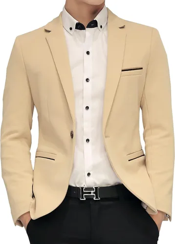 Vista 4 de DAVIDANN Chaqueta blazer casual de un botón para hombre