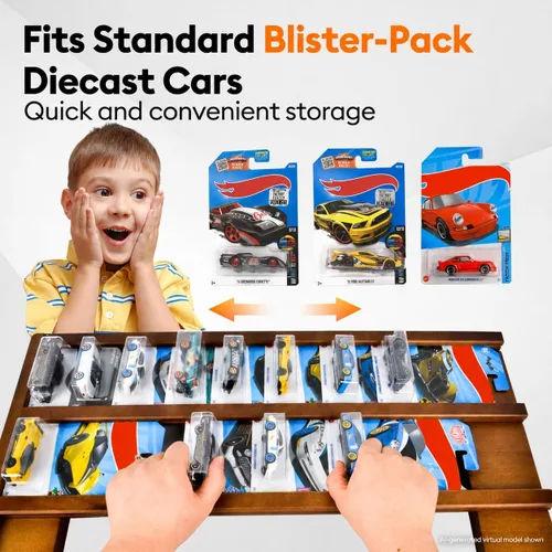 Vista 12 de Vitrina para coche con ruedas calientes cardadas, capacidad para 50 coches