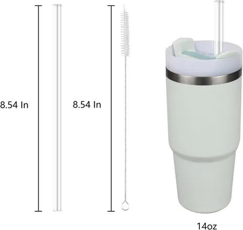 Vista 2 de Pajitas de repuesto compatibles con vaso Stanley Quencher H2.0 de 14 onzas con asa, con 1 cepillo (paquete de 6 unidades para 14 onzas)