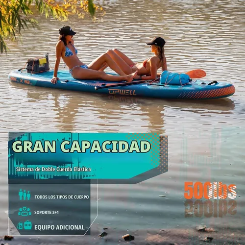 Vista 4 de UPWELL Tabla de remo extra ancha de 12 x 36 pulgadas, tabla de SUP 2+1 para adultos y adolescentes, tabla de SUP inflable con accesorios de primera