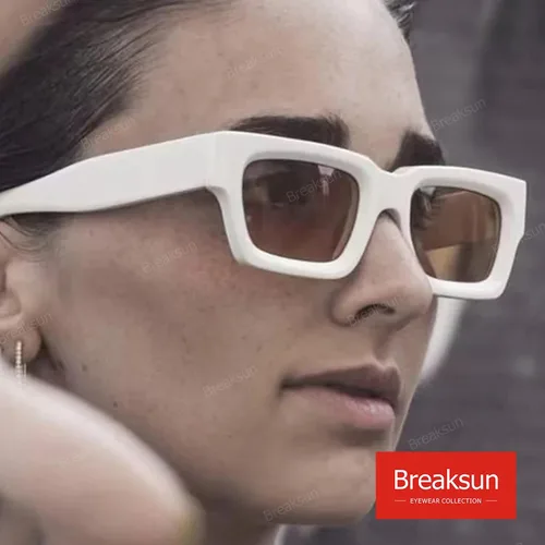 Vista 2 de Breaksun Gafas de sol rectangulares gruesas para mujeres y hombres, lentes de sol cuadrados gruesos de los años 90, lentes de sol de cara pequeña