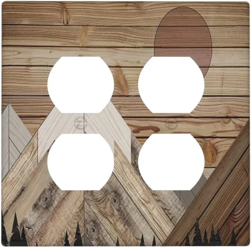 Vista 70 de Cubiertas de Salida Decorativas Boho Midcetury Oro Paisaje de Montaña del Sol 1 Banda Cubierta de Placa de Pared Receptáculo Interruptor de Luz