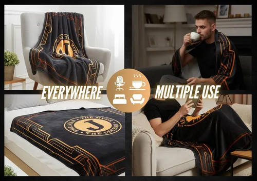 Vista 5 de InnoBeta Regalos para hombres, regalos iniciales para hombre, ideas de regalo de cumpleaños, manta para hombre, manta de franela de 10.58 oz/m²